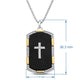 Load image into Gallery viewer, Jewelili Yellow Gold Over Sterling Silver With 27x15MM Special Cut Black Onyx and 1/5 CTTW Natural White Round Diamonds Men&#39;s Dog Tags Cross Pendant Necklace, 18&quot; Box Chain
