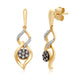 Load image into Gallery viewer, Jewelili Dangle Earrings with Champagne Diamonds and White Diamonds in 14K Yellow Gold over Sterling Silver 1/4 CTTW View 1
