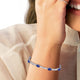 Load image into Gallery viewer, Jewelili Bracelet Created Blue Sapphire and Created White Sapphire in Sterling Silver View 2
