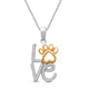 Load image into Gallery viewer, Jewelili Sterling Silver and 10K Yellow Gold With 1/10 CTTW Natural White Diamonds Love Paw Pendant Necklace
