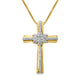 Load image into Gallery viewer, Jewelili Yellow Gold Over Sterling Silver With 1/4 CTTW Natural White Diamonds Cross Pendant Necklace
