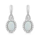 Load image into Gallery viewer, Jewelili Dangle Earrings with Created Opal and Created White Sapphire over Sterling Silver view 2
