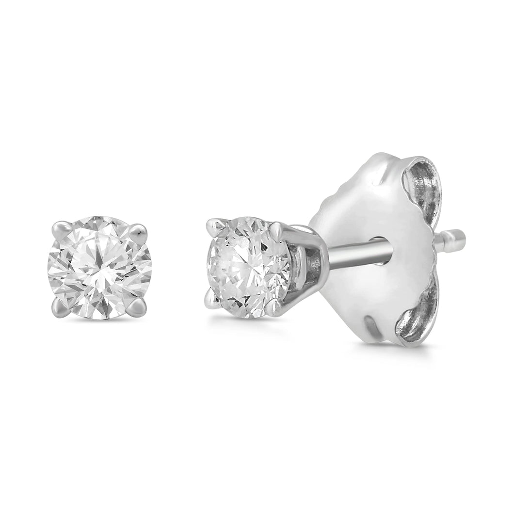 Jewelili Stud Earrings with Diamonds in 14K White Gold 1/3 CTTW View 1