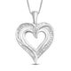 Load image into Gallery viewer, Jewelili Sterling Silver With 1/4 CTTW Round and Tapered Baguette Diamonds Heart Pendant Necklace
