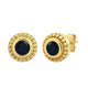 Load image into Gallery viewer, Jewelili 10K Yellow Gold with Natural Round Blue Sapphire Stud Earrings
