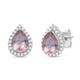 Load image into Gallery viewer, Jewelili Sterling Silver Pear Cut Morganite and Round Created White Sapphire Stud Earrings

