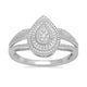 Load image into Gallery viewer, Jewelili Teardrop Ring with Round Cut Diamonds in Sterling Silver View 1
