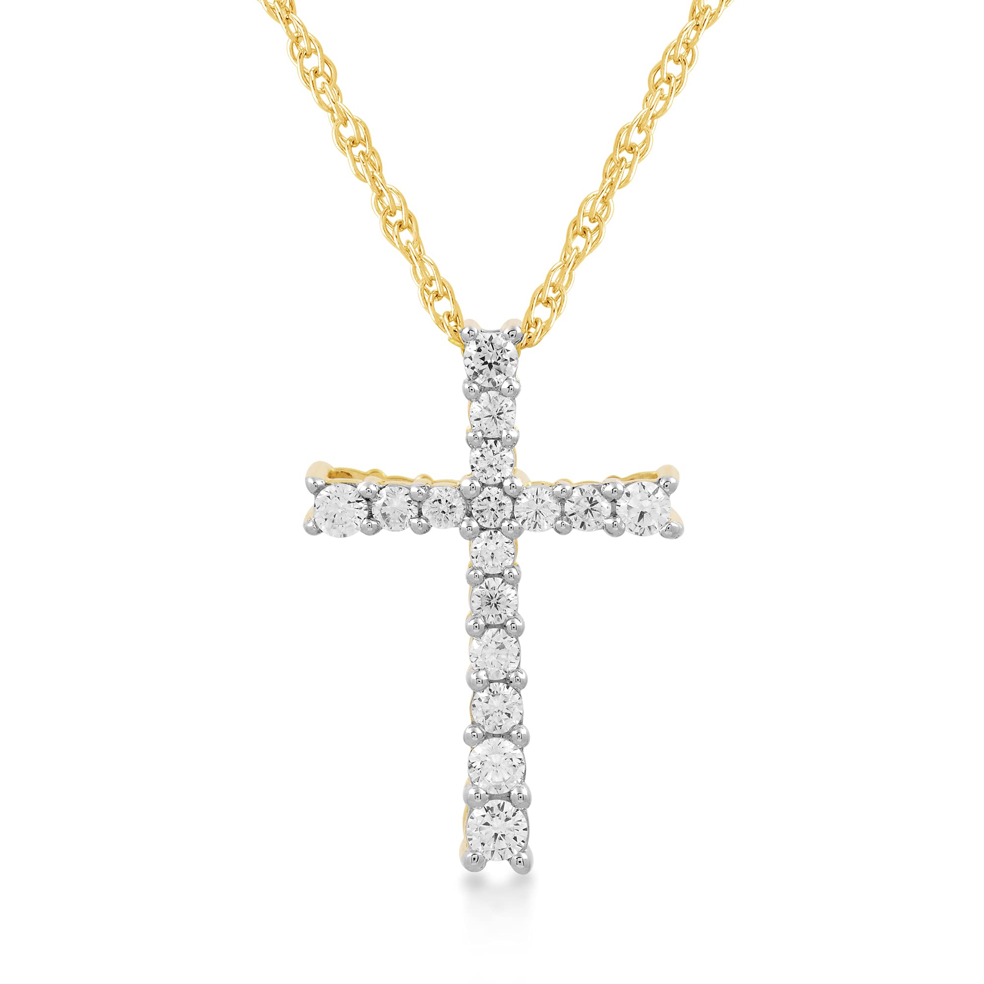 Jewelili Cross Pendant Necklace Jewelry in Gold