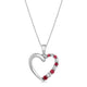Load image into Gallery viewer, Jewelili Heart Pendant Necklace with Created Ruby and Created White Sapphire in 10K White Gold View 1
