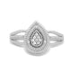 Load image into Gallery viewer, Jewelili Teardrop Ring with Round Cut Diamonds in Sterling Silver View 3
