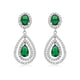 Load image into Gallery viewer, Jewelili Teardrop Drop Earrings with Simulated Green Emerald Glass with Round Cubic Zirconia in Sterling Silver View 2
