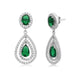 Load image into Gallery viewer, Jewelili Teardrop Drop Earrings with Simulated Green Emerald Glass with Round Cubic Zirconia in Sterling Silver View 1
