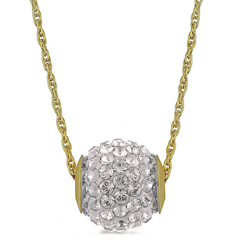 Jewelili 10K Yellow Gold With Cubic Zirconia Crystal Pendant Necklace