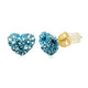 Load image into Gallery viewer, Jewelili Crystal Heart Stud Earrings with Aquamarine Blue Cubic Zirconia in 10K Yellow Gold View 1

