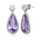 Load image into Gallery viewer, Jewelili Sterling Silver with Simulated Amethyst and Cubic Zirconia Dangle Earrings
