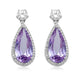 Load image into Gallery viewer, Jewelili Sterling Silver with Simulated Amethyst and Cubic Zirconia Dangle Earrings
