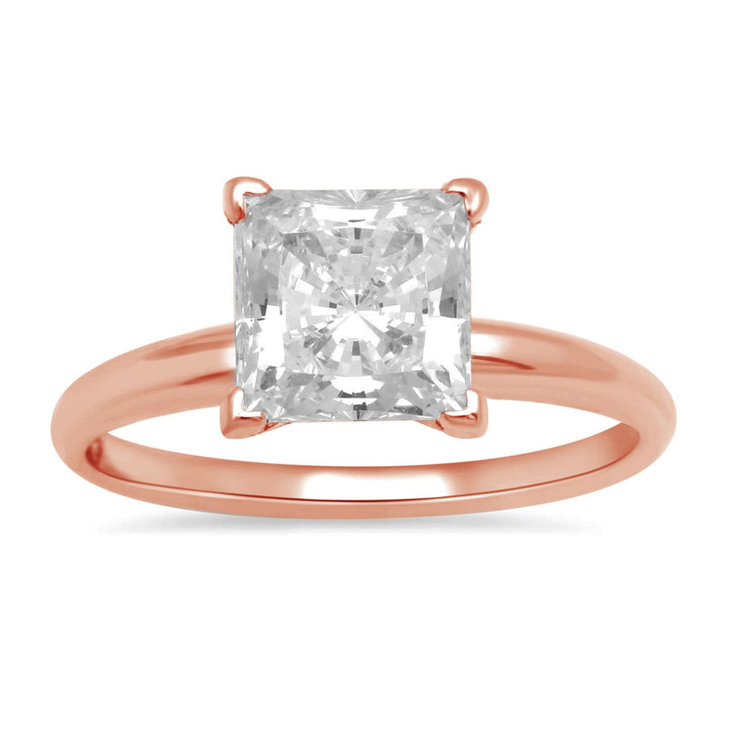 Jewelili 14K Rose Gold With 1/5 CTTW Princess Cut Solitaire Diamonds Ring