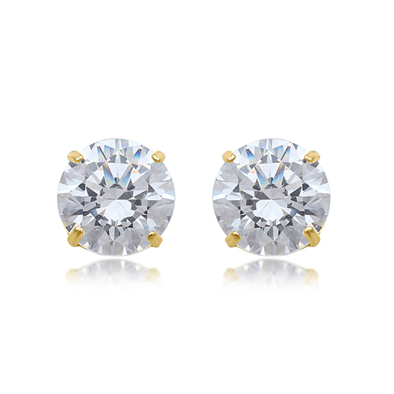 Jewelili Stud Earrings with Cubic Zirconia in 10K Yellow Gold 0.30 GR View 4