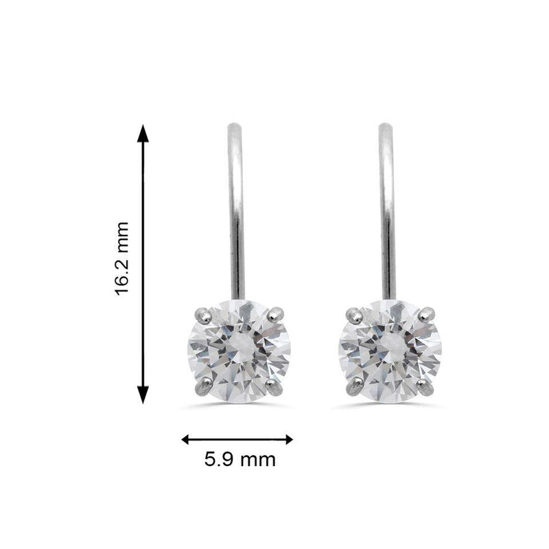 Jewelili Leverback Earrings with Cubic Zirconia in 10K White Gold View 6