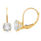 Load image into Gallery viewer, Jewelili Leverback Earrings with Round Cubic Zirconia in 10K Yellow Gold View 5
