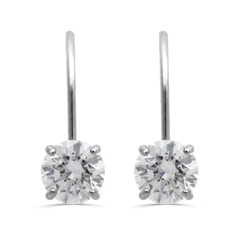 Jewelili Leverback Earrings with Cubic Zirconia in 10K White Gold View 4