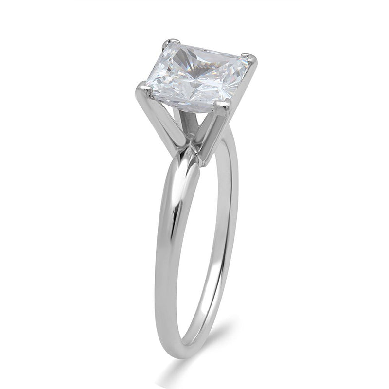 Jewelili Ring with Cubic Zirconia Princess Solitaire in 14K White Gold View 2
