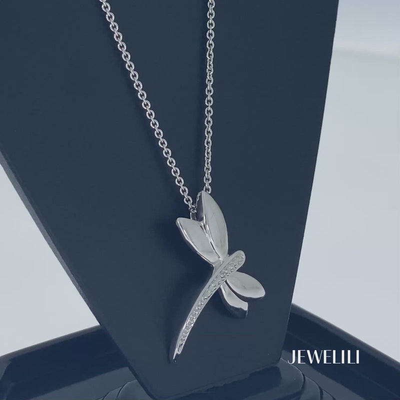 Hallmark Diamonds Dragonfly Necklace 1/10 ct tw Sterling Silver & 10K Rose  Gold 18