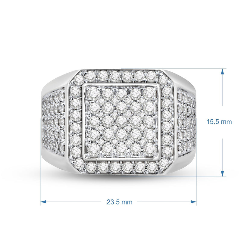 Jewelili Men's Ring with Natural White Round Diamonds in 10K White Gold 2.0 CTTW View 5