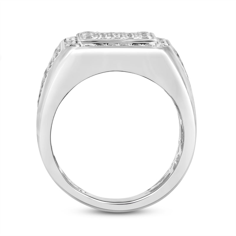 Jewelili Men's Ring with Natural White Round Diamonds in 10K White Gold 2.0 CTTW View 3