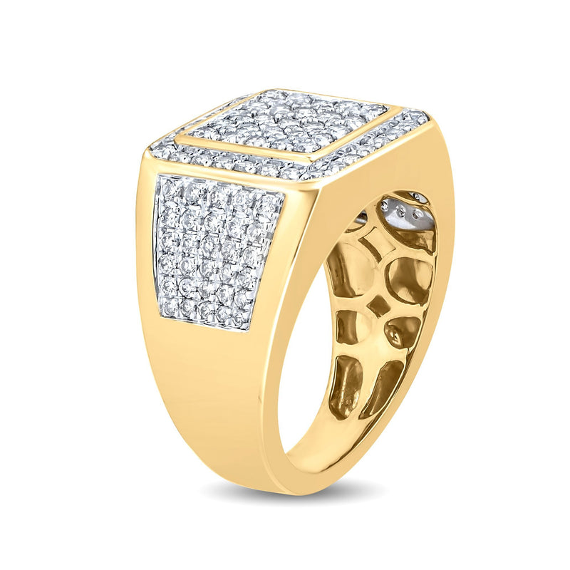 Jewelili Men's Statement Diamond Ring with Natural White Round Diamonds in 10K Yellow Gold 2 CTTW View 4