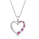 Load image into Gallery viewer, Jewelili 10K White Gold With Round Created Pink Sapphire and Created White Sapphire Journey Heart Pendant Necklace
