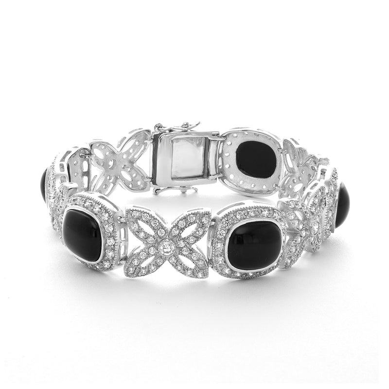 Jewelili Cubic Zirconia Bracelet with Crystal in Sterling Silver