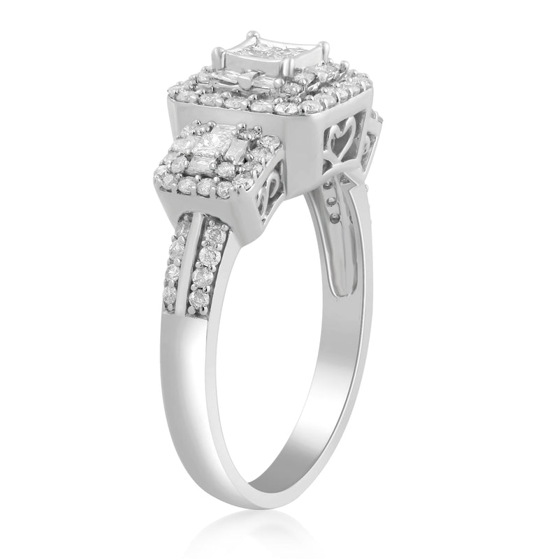 Jewelili Engagement Ring with Diamonds in 10K White Gold 1.0 CTTW View 7