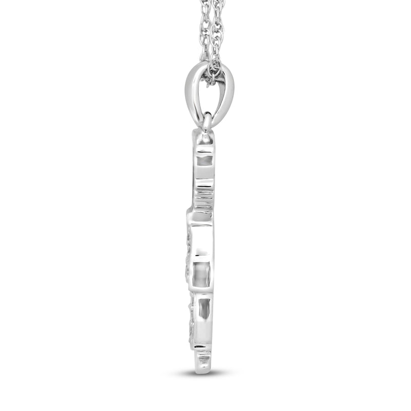 Jewelili Charming Moment Baby Boy Pendant Necklace with Natural White Round Diamonds in Sterling Silver 1/10 CTTW View 1