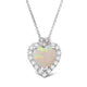 Load image into Gallery viewer, Jewelili Sterling Silver Heart Created Opal with Round Created White Sapphire and Diamonds Pendant Necklace
