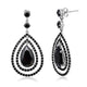 Load image into Gallery viewer, Jewelili Teardrop Drop Earrings with Black Cubic Zirconia and Black Crystal in Sterling Silver View 1
