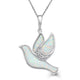 Load image into Gallery viewer, Jewelili Sterling Silver With Created Opal and Diamonds Dove Pendant Necklace
