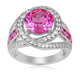 Load image into Gallery viewer, Jewelili Sterling Silver with Round &amp; Square Shape Created Pink Sapphire and Created White Sapphire Ring
