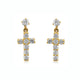 Load image into Gallery viewer, Jewelili Cross Dangle Earrings with Cubic Zirconia in 10K Yellow Gold View 3
