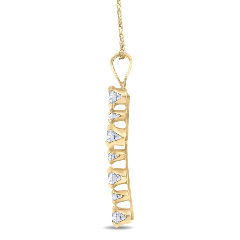 Jewelili 10K Yellow Gold With Cubic zirconia Cross Pendant Necklace