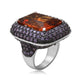 Load image into Gallery viewer, Jewelili Fashion Ring with Created Madeira Citrine and Round Cubic Zirconia Amethyst in Sterling Silver View 3
