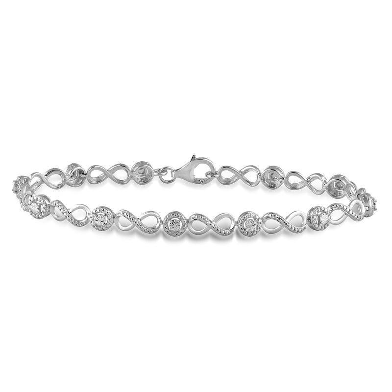Jewelili Infinity Link Bracelet with Natural Round White Diamonds in Sterling Silver View 1