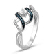 Load image into Gallery viewer, Jewelili Sterling Silver With 1/4 CTTW Treated Blue Diamonds and Natural White Diamonds Engagement Ring
