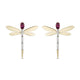 Load image into Gallery viewer, Enchanted Disney Fine Jewelry 10K Yellow Gold 1/20 CTTW and Rhodolite Garnet Mulan Dragonfly Earrings
