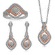 Load image into Gallery viewer, Jewelili Sterling Silver With 0.10 CTTW Diamonds Pendant, Ring and Earrings Set
