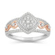 Load image into Gallery viewer, Jewelili 10K White Gold and Rose Gold With 1/3 CTTW Round Natural White Diamonds Ring
