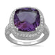 Load image into Gallery viewer, Jewelili Ring with Cushion Shape Amethyst and Round Created White Sapphire in Sterling Silver View 1
