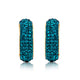 Load image into Gallery viewer, Jewelili J-Hoop Earrings with Round Green Crystal in 10K Yellow Gold View 2
