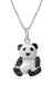 Load image into Gallery viewer, Jewelili Sterling Silver With 1/4 CTTW Round Treated Black Diamonds Enamel Panda Pendant Necklace
