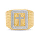 Load image into Gallery viewer, Jewelili Yellow Gold over Sterling Silver With 1/10 CTTW Natural White Round Diamonds Cross Texture Men&#39;s Ring

